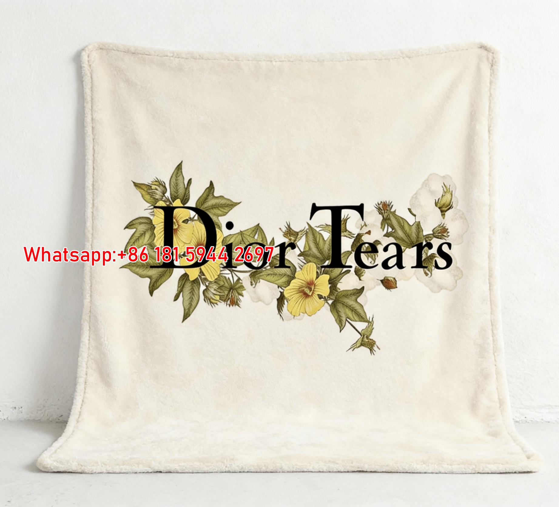Dior Tears Yellow Floral Cotton Flannel Sofa Throw Blanket D376